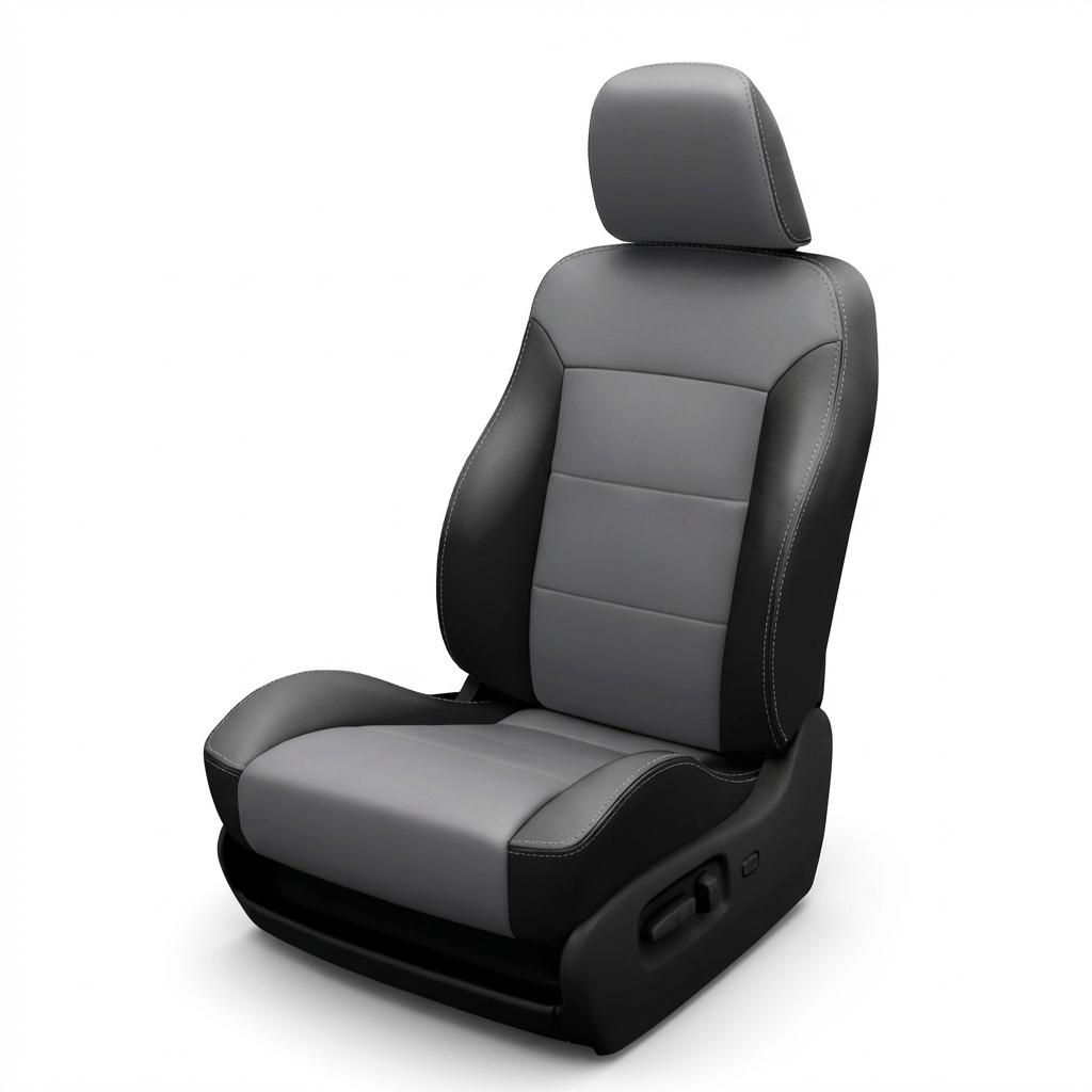 Gray and black car seat on a white background