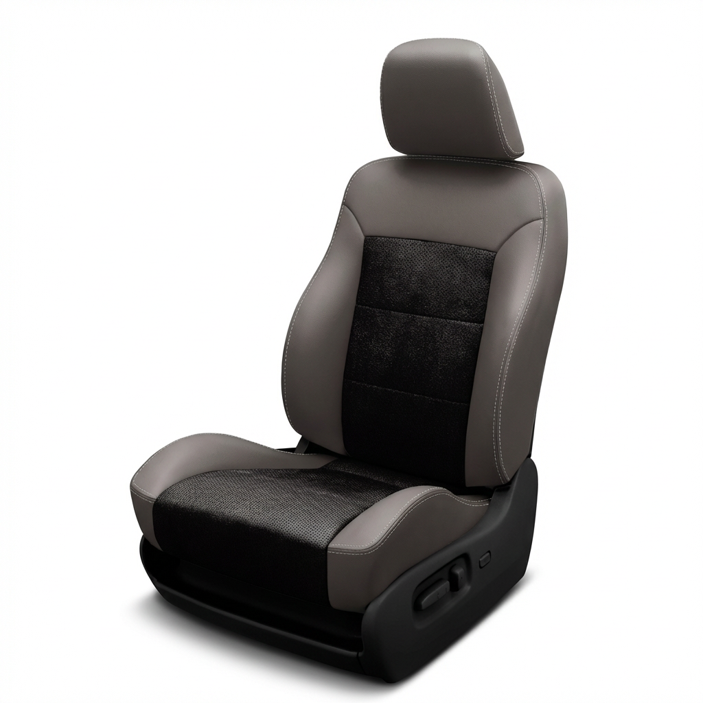 Gray and black car seat on a white background