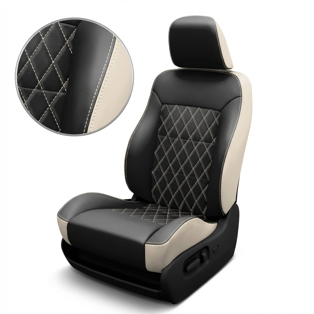 Car seat cover with diamond stitching detail on a white background