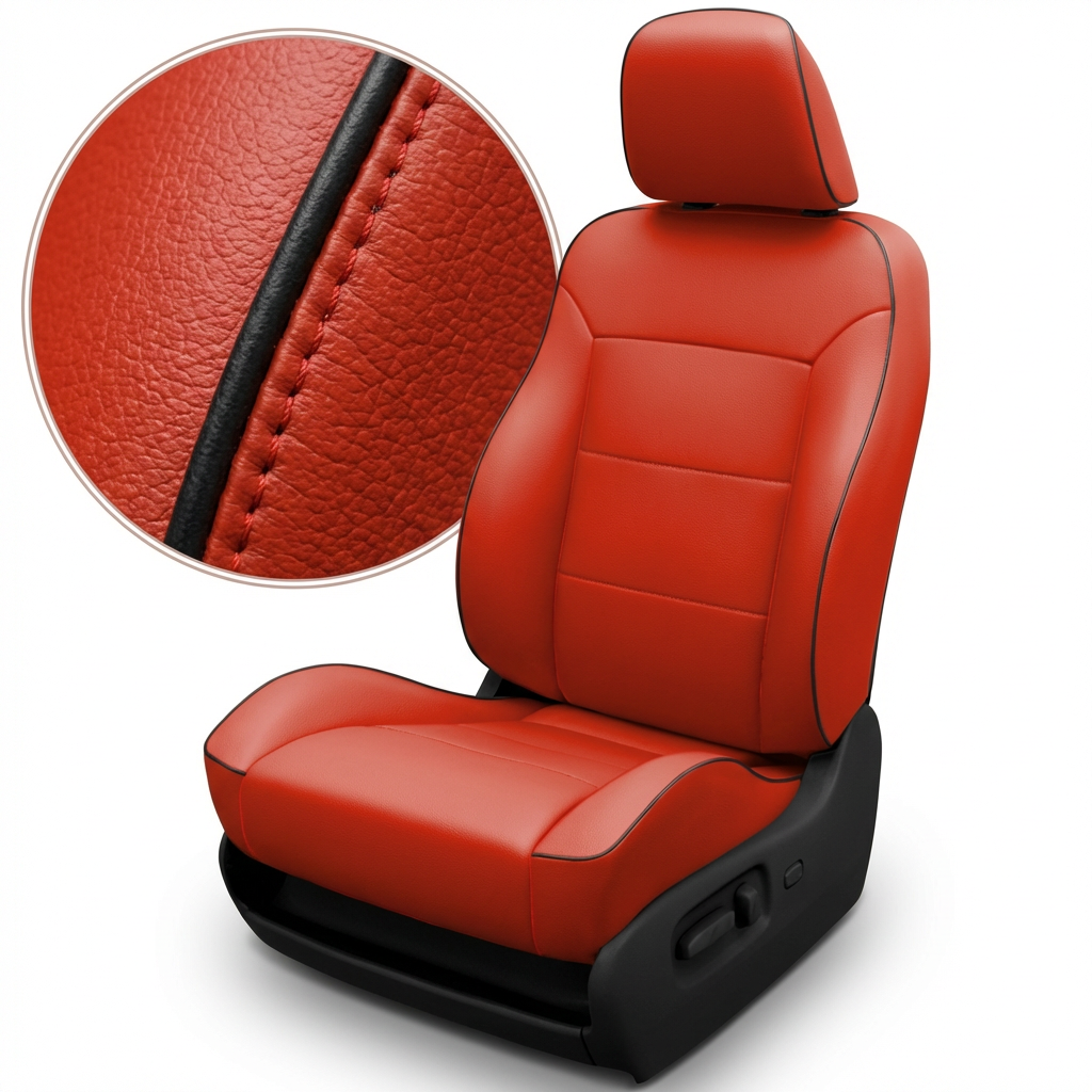 Salsa Black car seat with headrest and detailed closed up stitching on a white background
