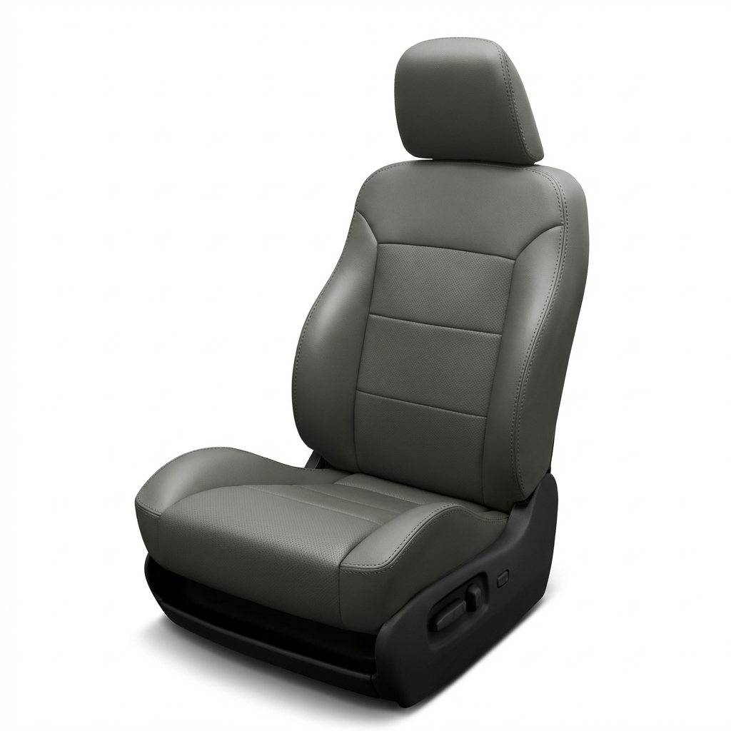 Dark gray car seat on a white background