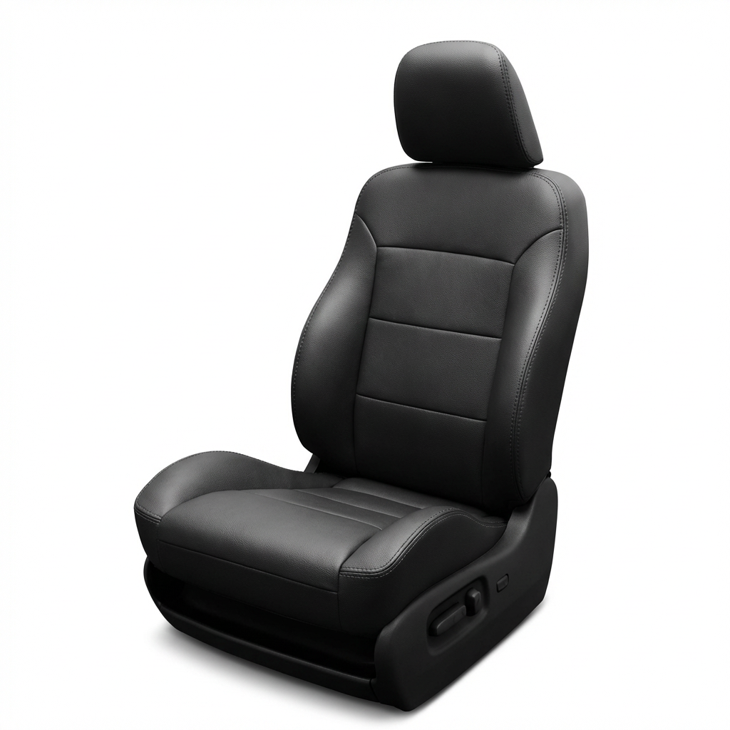 Black car seat with headrest on a white background