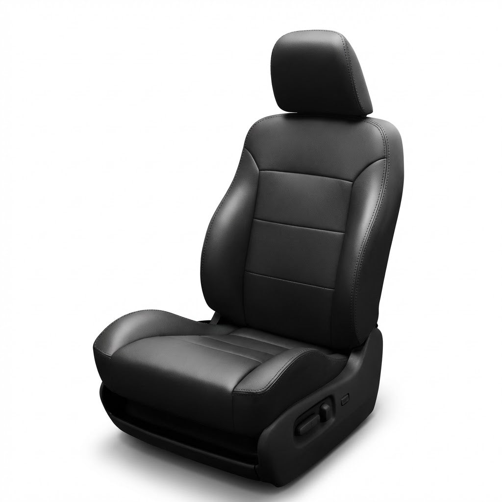 Black car seat on a white background