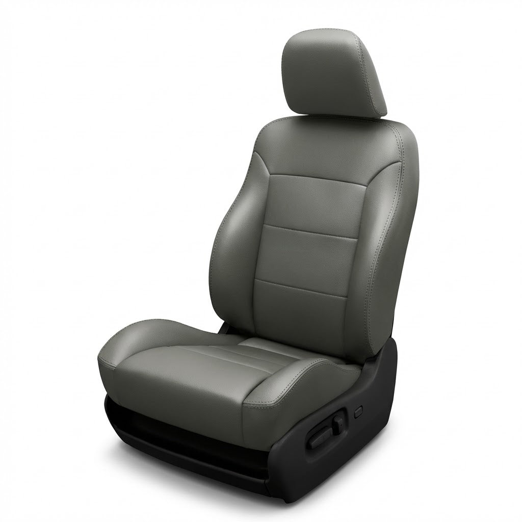 Dark gray car seat on a white background