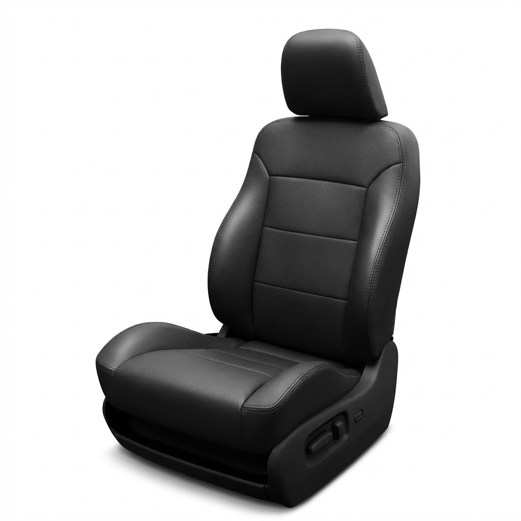 Black car with Black Stitching on a White Background