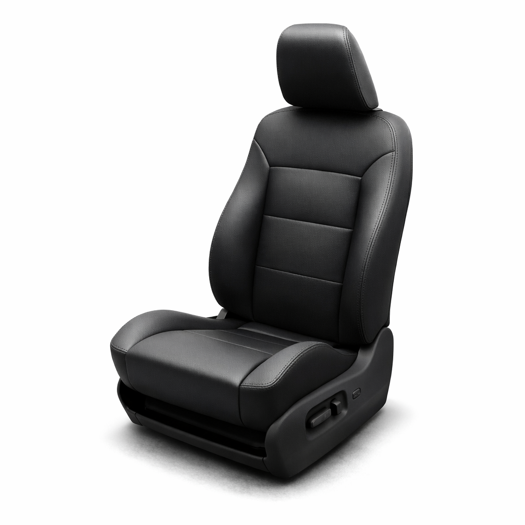 Black car seat on a white background