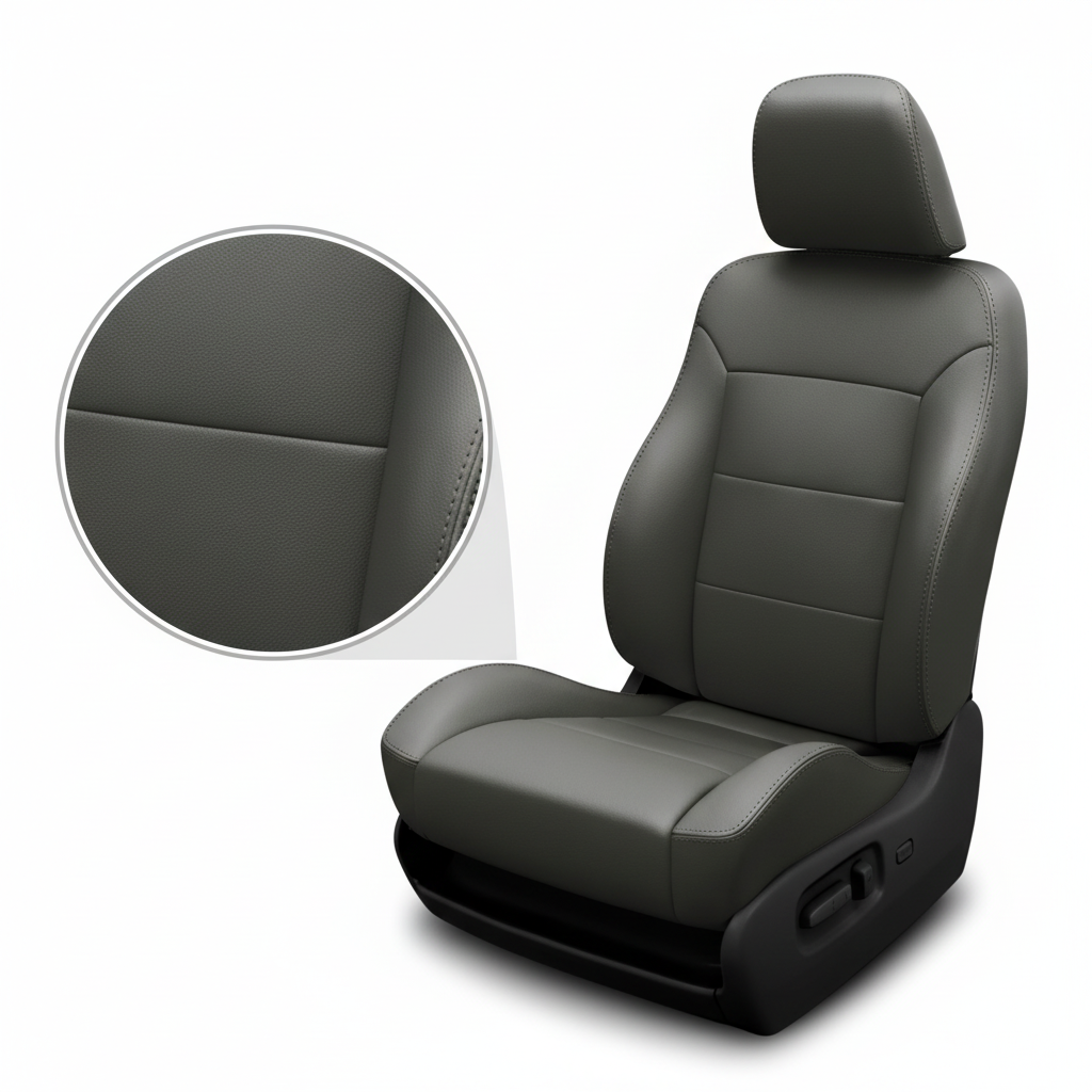 Gray car seat with detailed texture on a white background