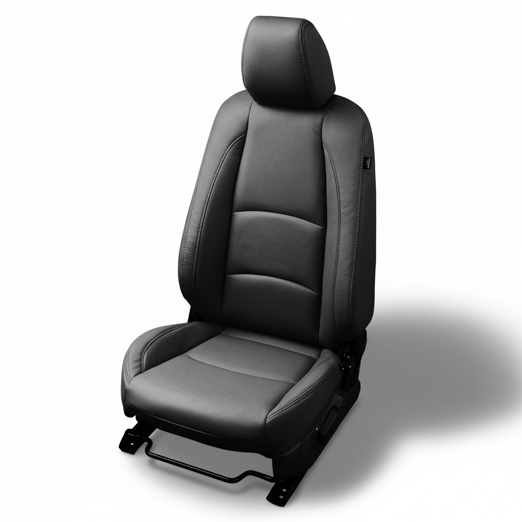 Black car seat cover on a white background