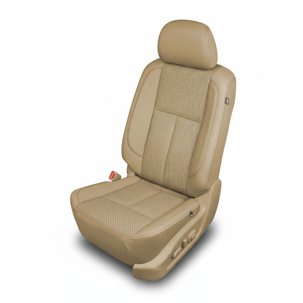 Beige car seat on a white background