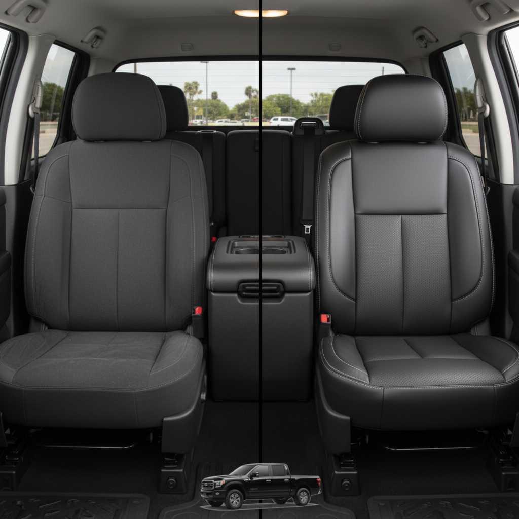 Nissan Titan with black wrap, perforated body with close up textured details on a white background