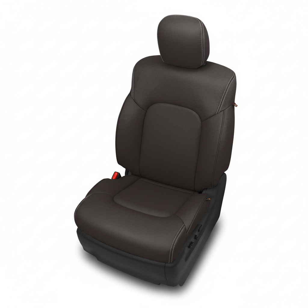 Brown car seat cover on a white background