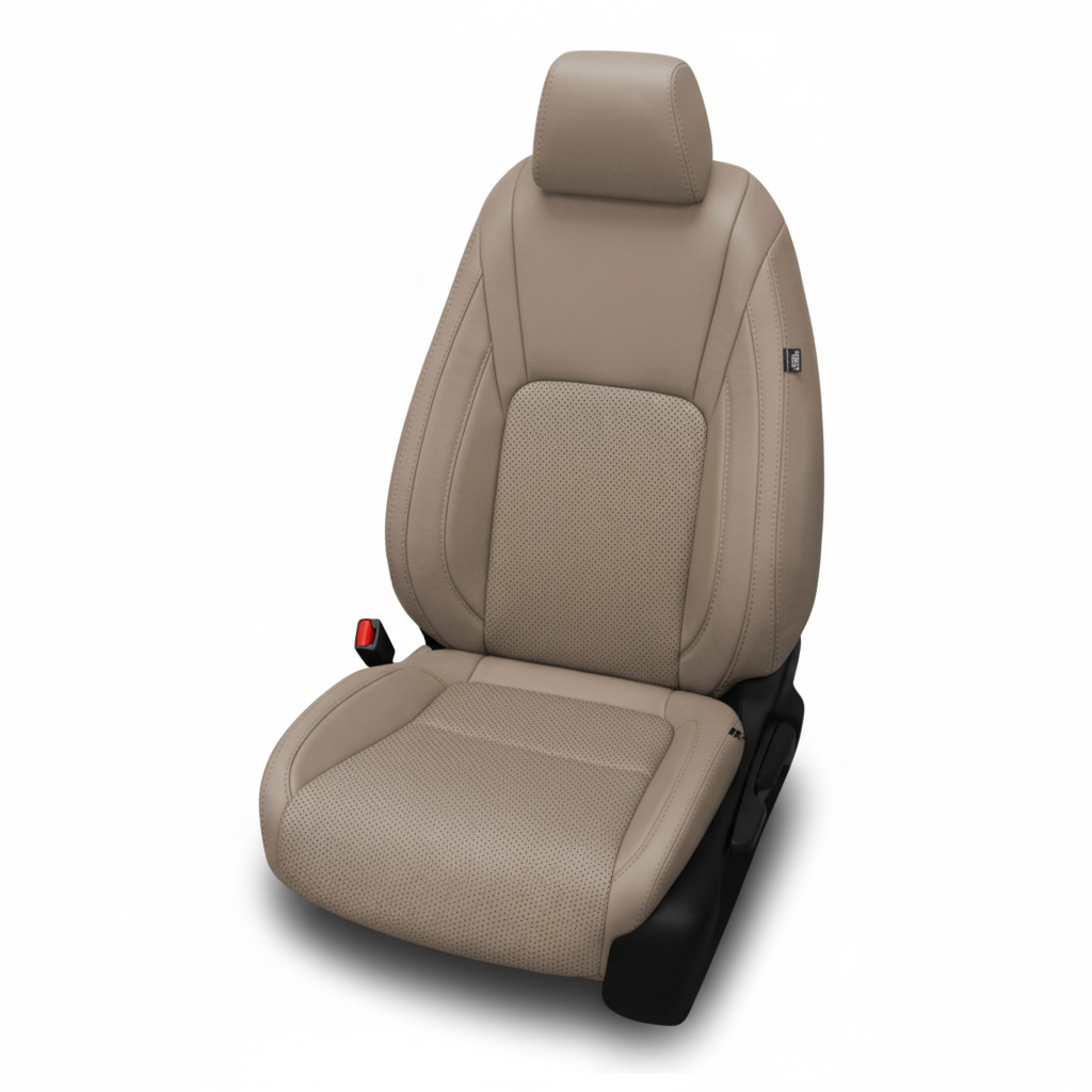 Beige car seat on a white background