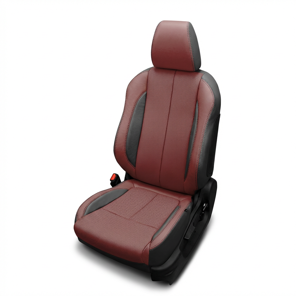 Red and black car seat on a white background