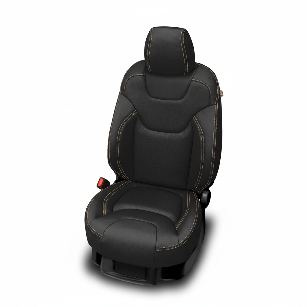 Black car seat with headrest on a white background