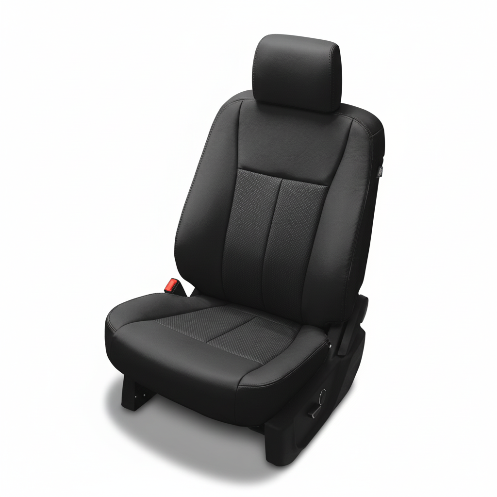 Black car seat cover on a white background