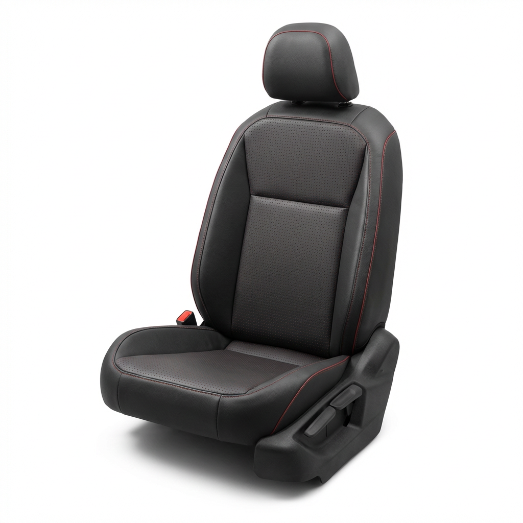 Black car seat cover with red stitching and Sparco logo on a white background