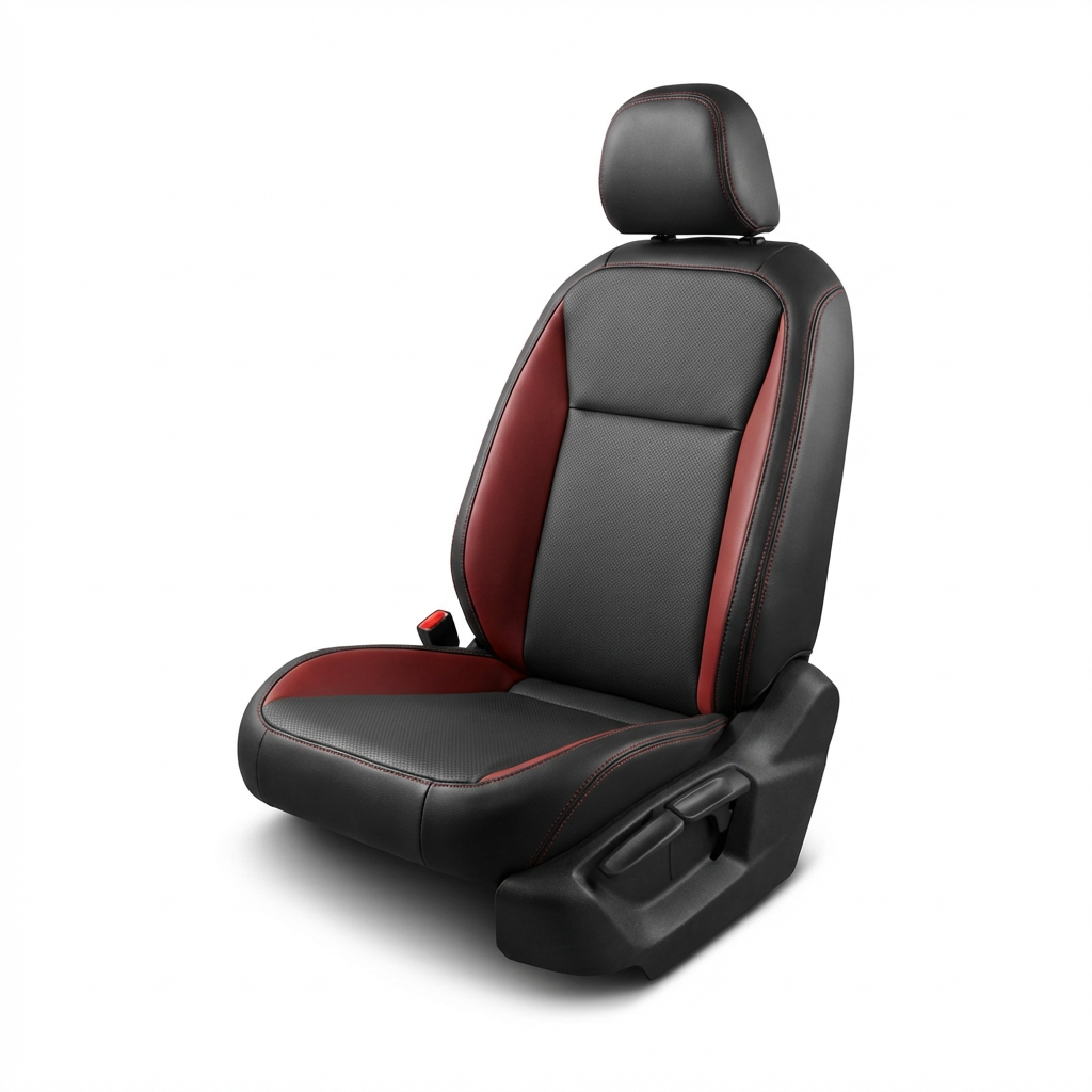 Black and red car seat on a white background