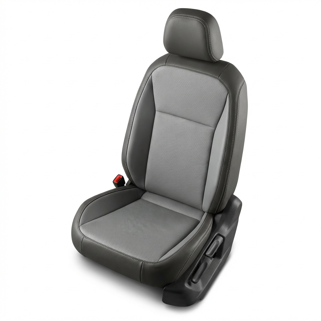 Gray car seat cover on a white background