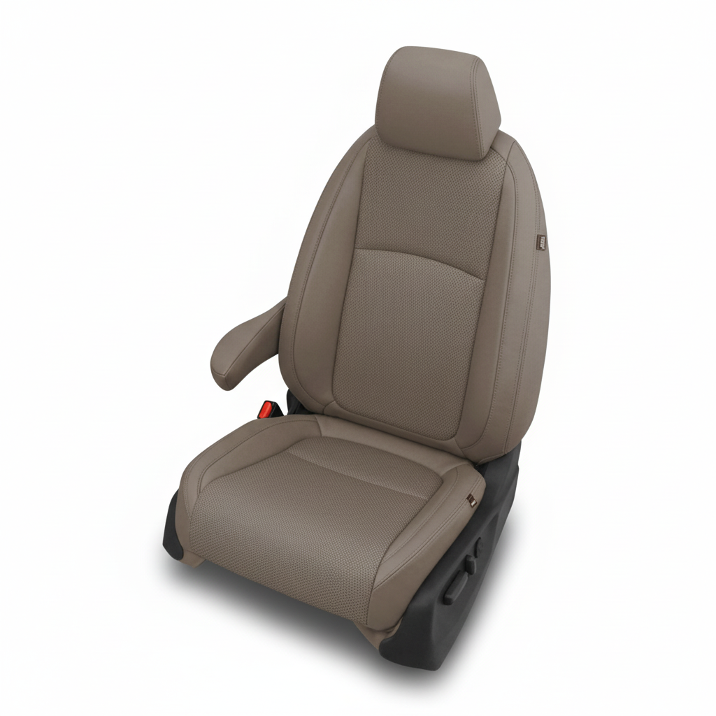 Beige car seat on a white background