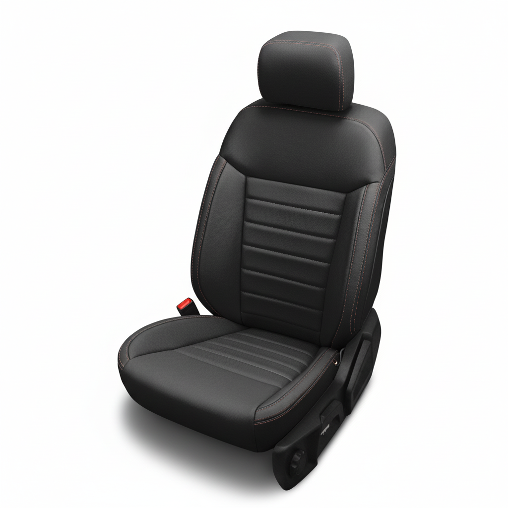 Black car seat cover on a white background
