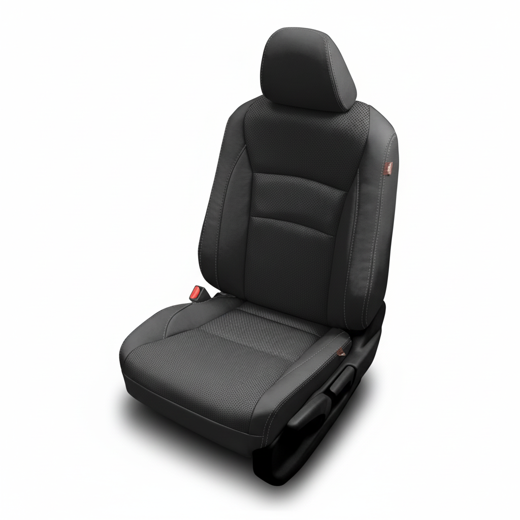 Black car seat cover on a white background
