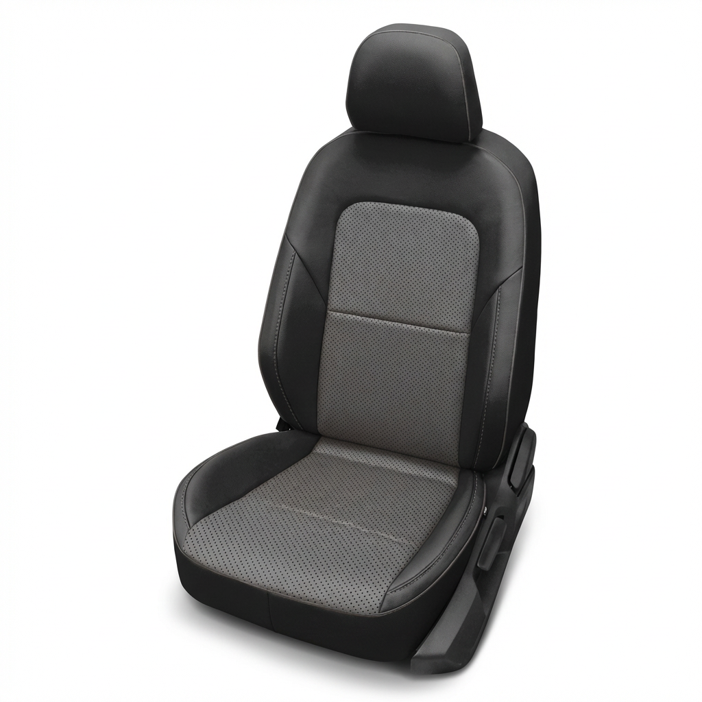 Black and gray car seat cover on a white background