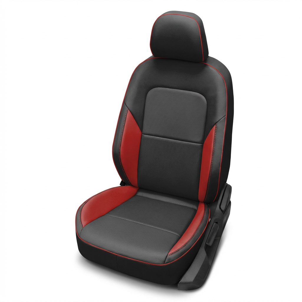 Black and red car seat cover on a white background