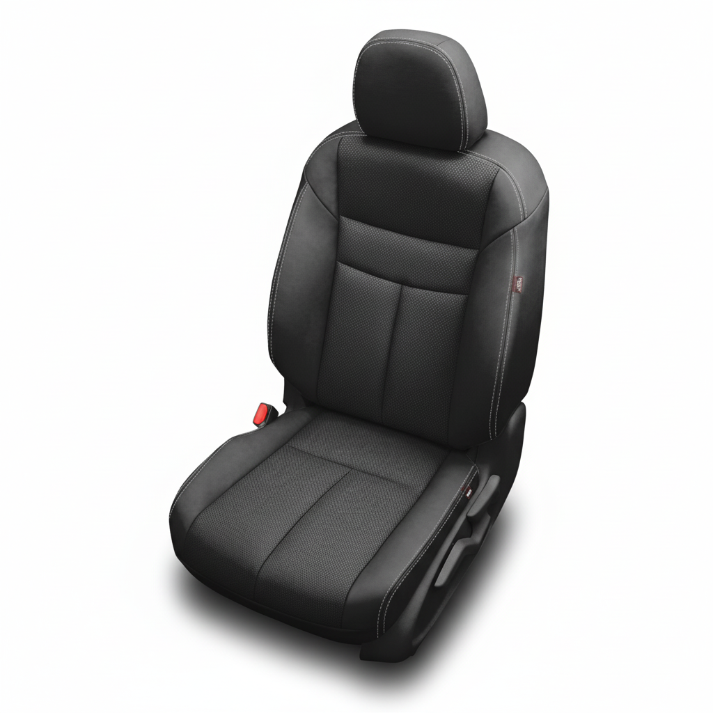 Black car seat cover on a white background