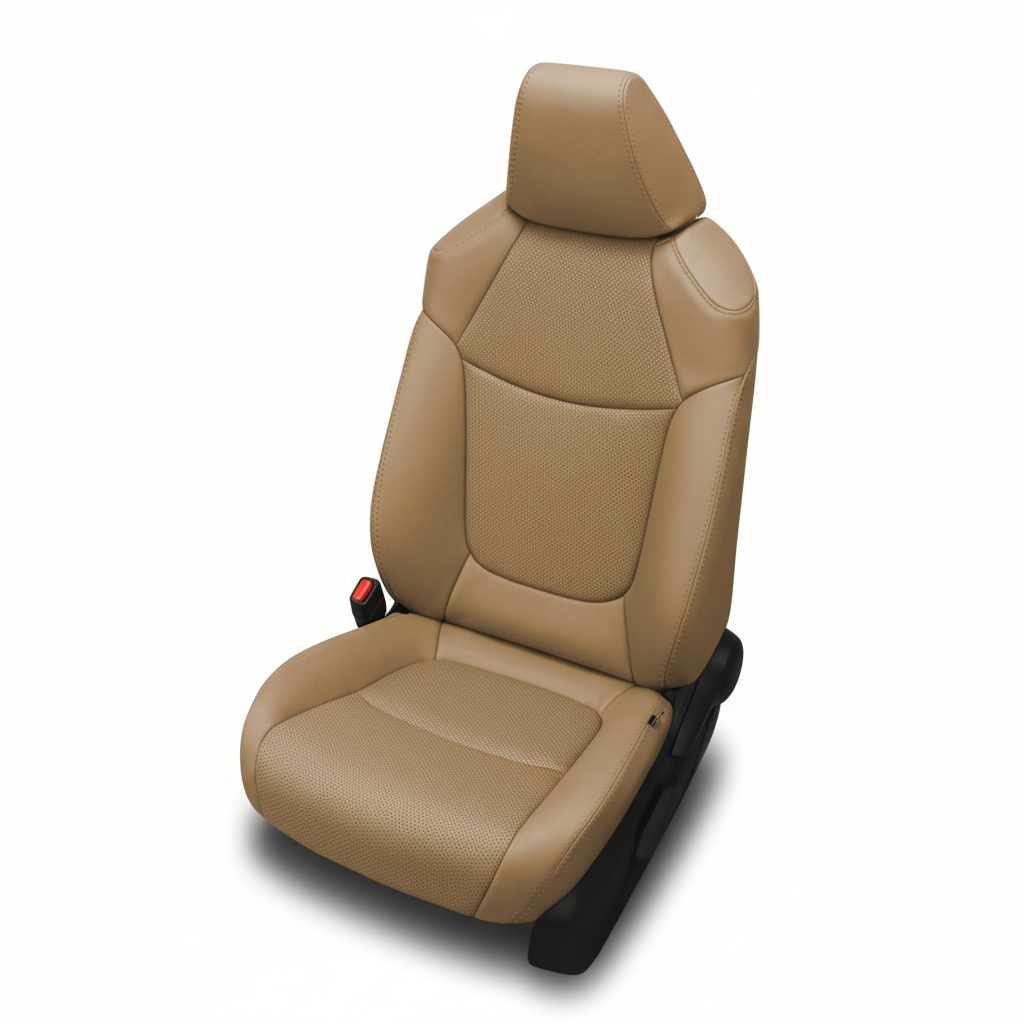 Beige car seat on a white background