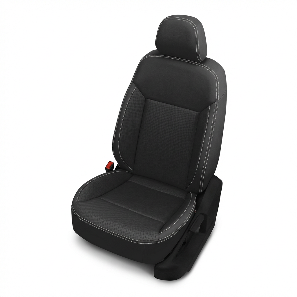 Black car seat cover on a white background