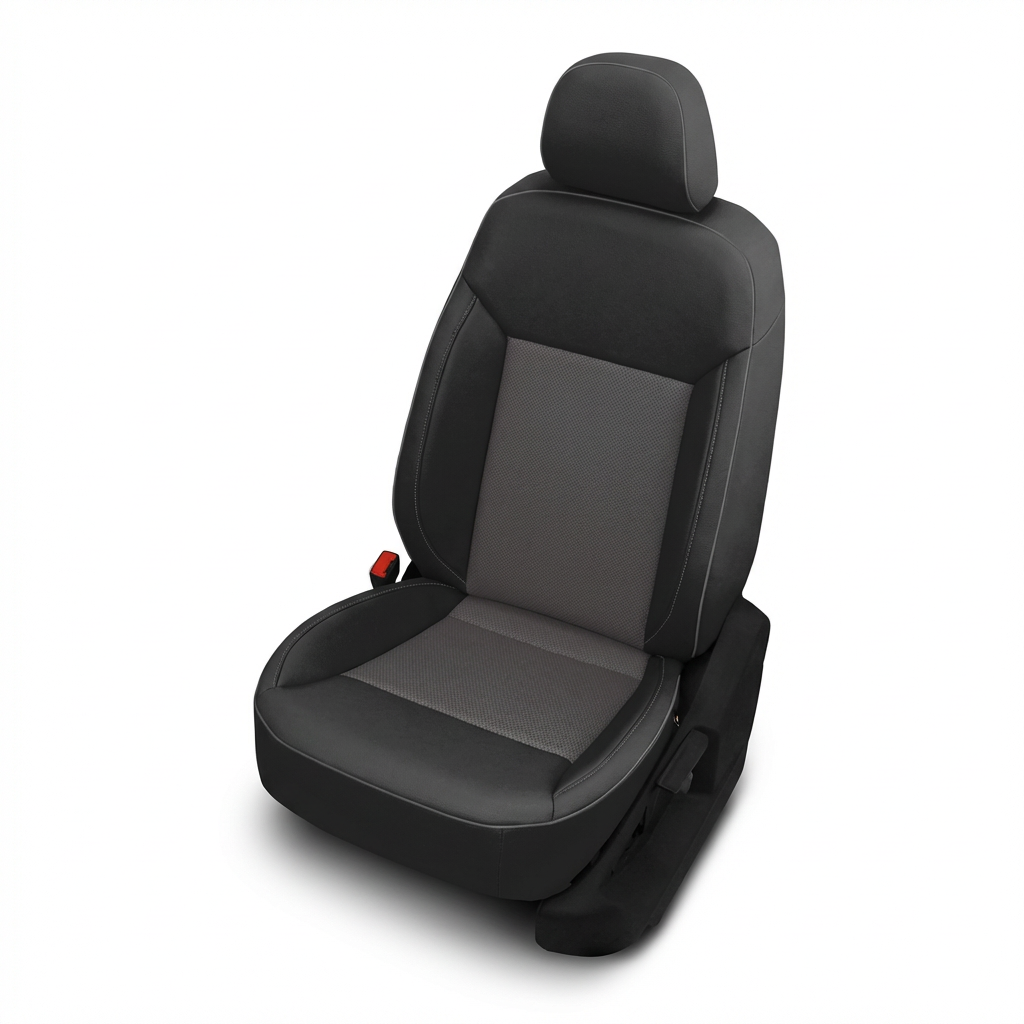 Gray car seat cover on a white background