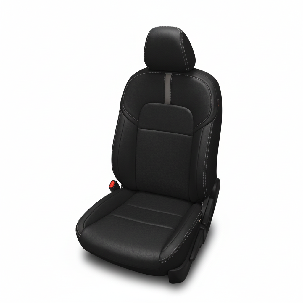 Black car seat cover on a white background