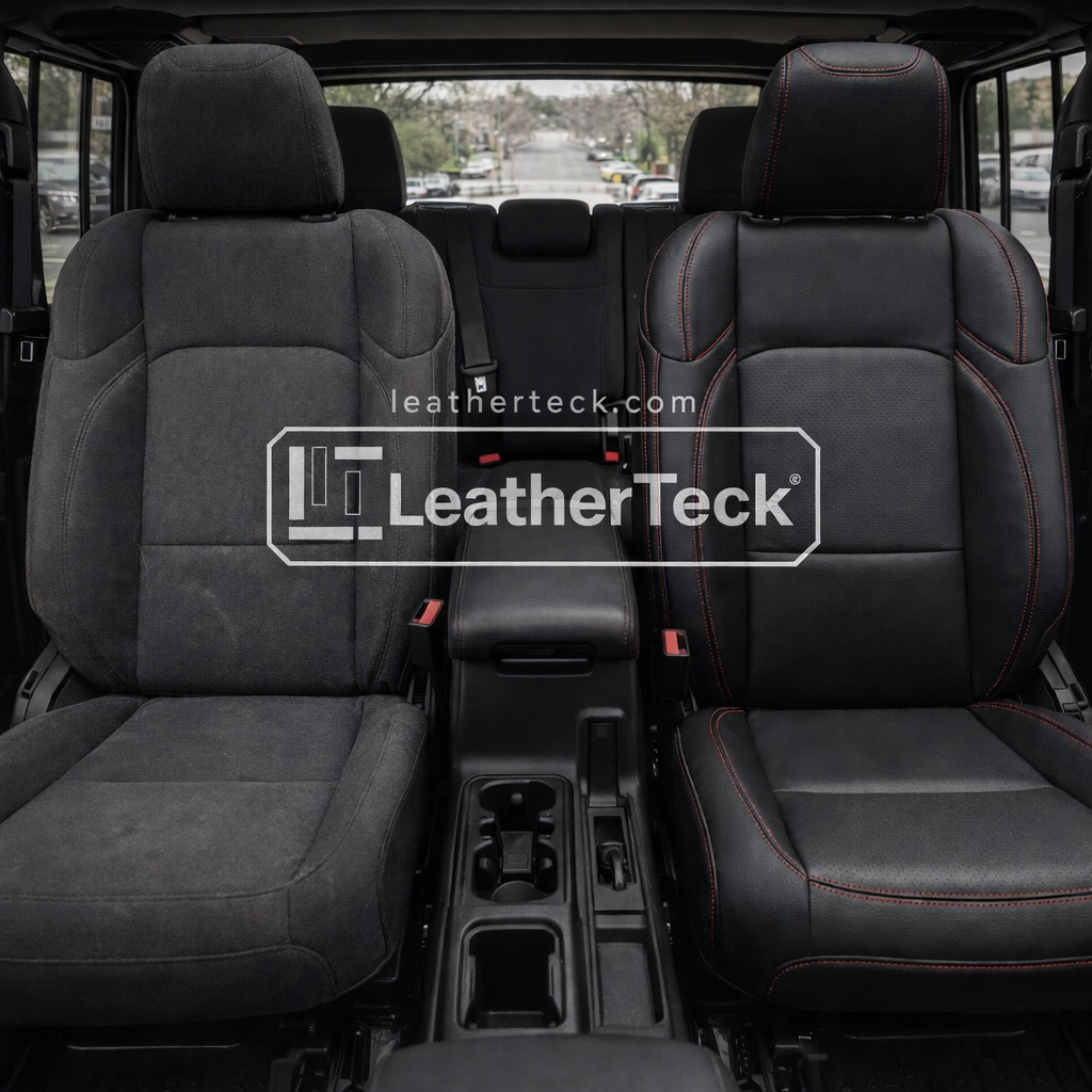 2020-2026 Jeep Gladiator Katzkin Leather Seat Cover Upholstery Kit – Black with Red Stitching (F1)