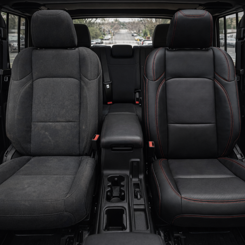 2020-2026 Jeep Gladiator Katzkin Leather Seat Cover Upholstery Kit – Black with Red Stitching (F1)