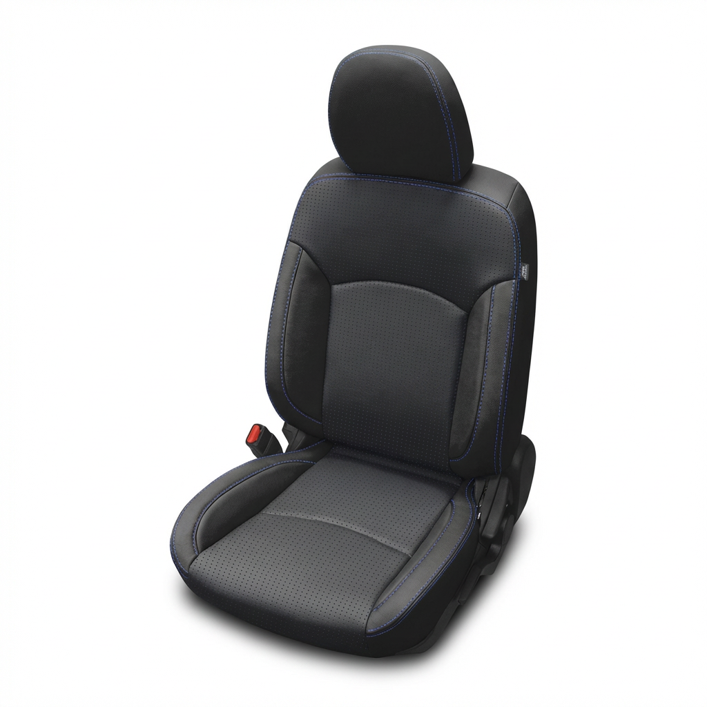Black Blue car seat with headrest on a white background