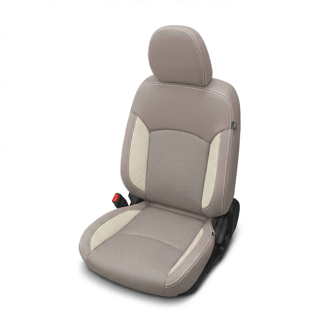 Dove Grey Pearl car seat with headrest on a white background