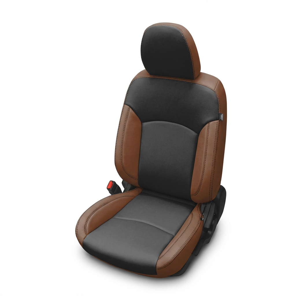 Mahogany Black car seat with headrest on a white background