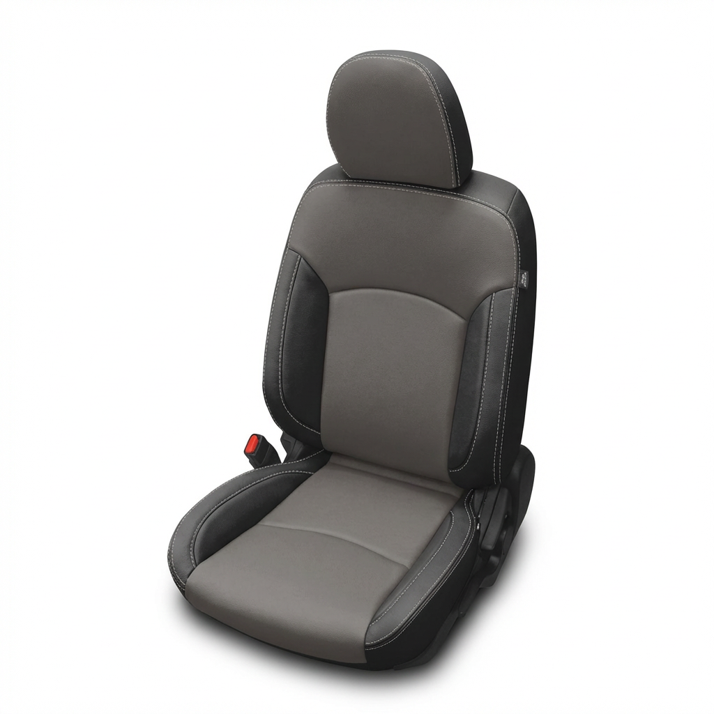 Gray car seat cover on a white background