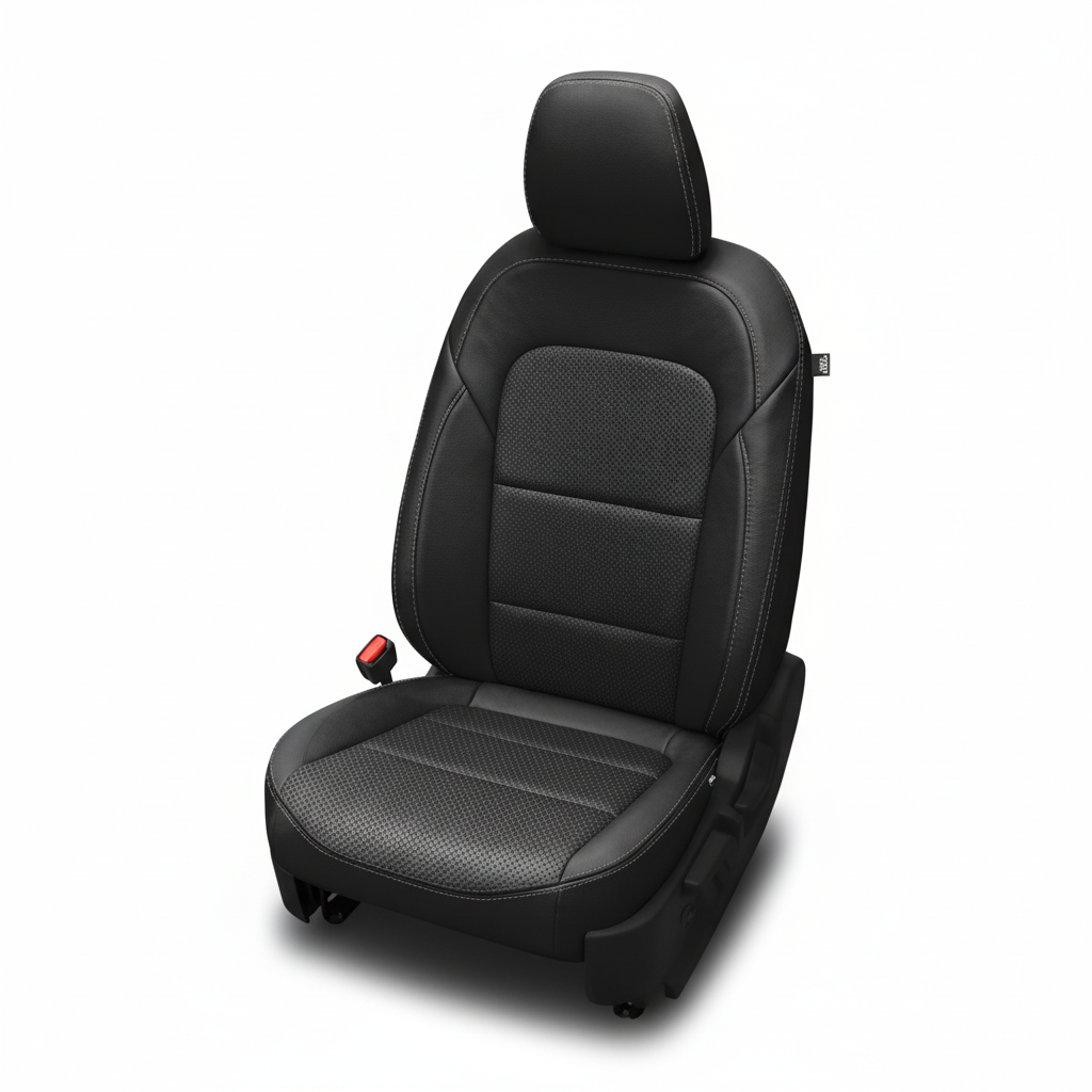 Black car seat cover on a white background