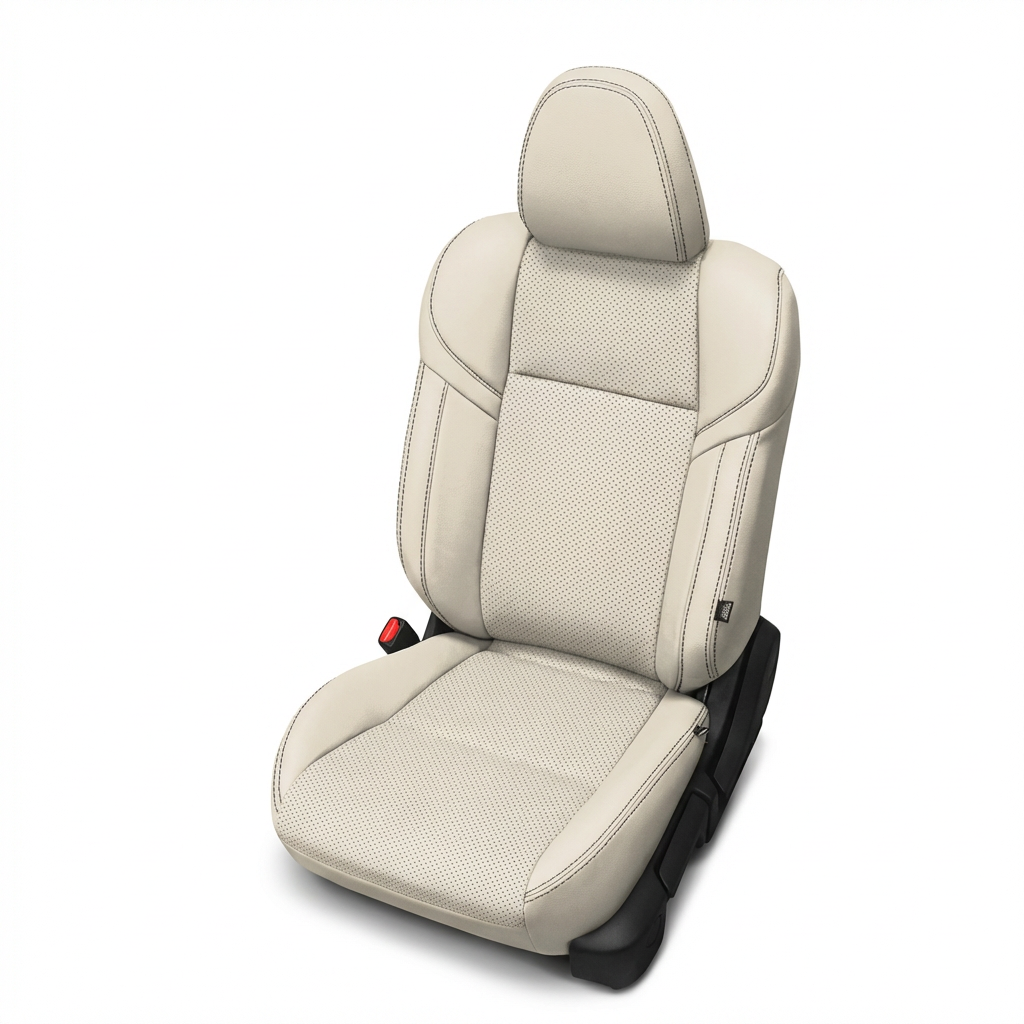 Beige car seat on a white background