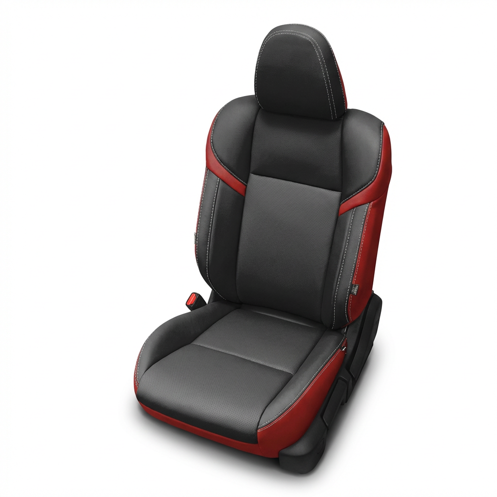 Black and red car seat on a white background