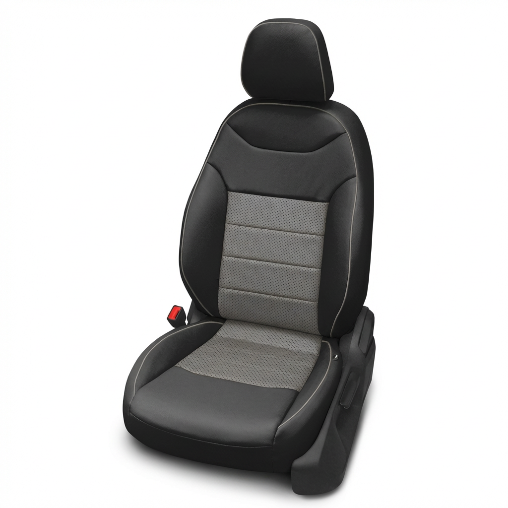 Black and gray car seat cover on a white background
