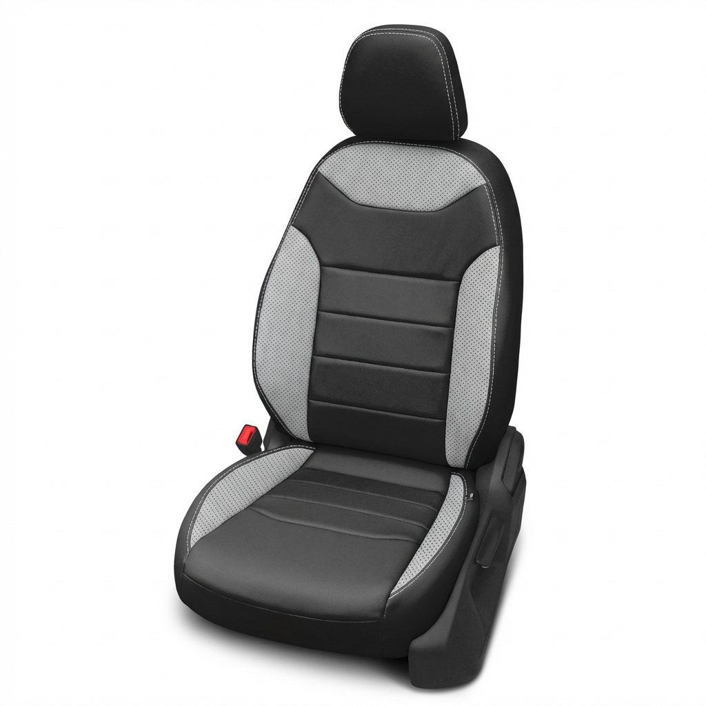 Black and gray car seat cover on a white background