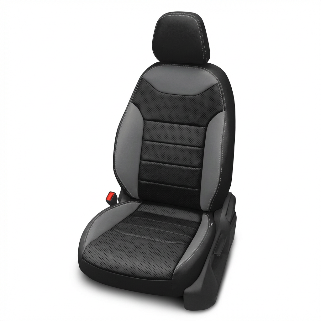 Gray car seat cover on a white background