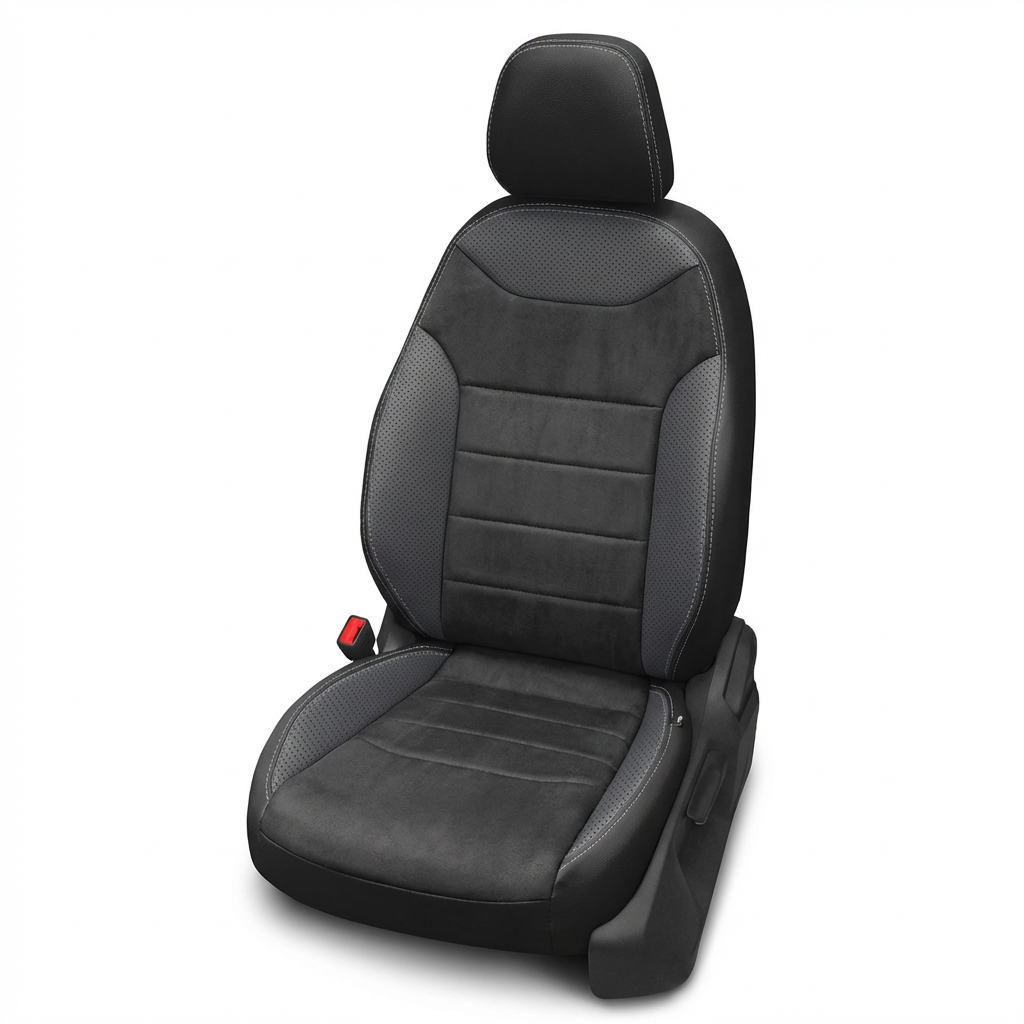 Gray car seat cover on a white background
