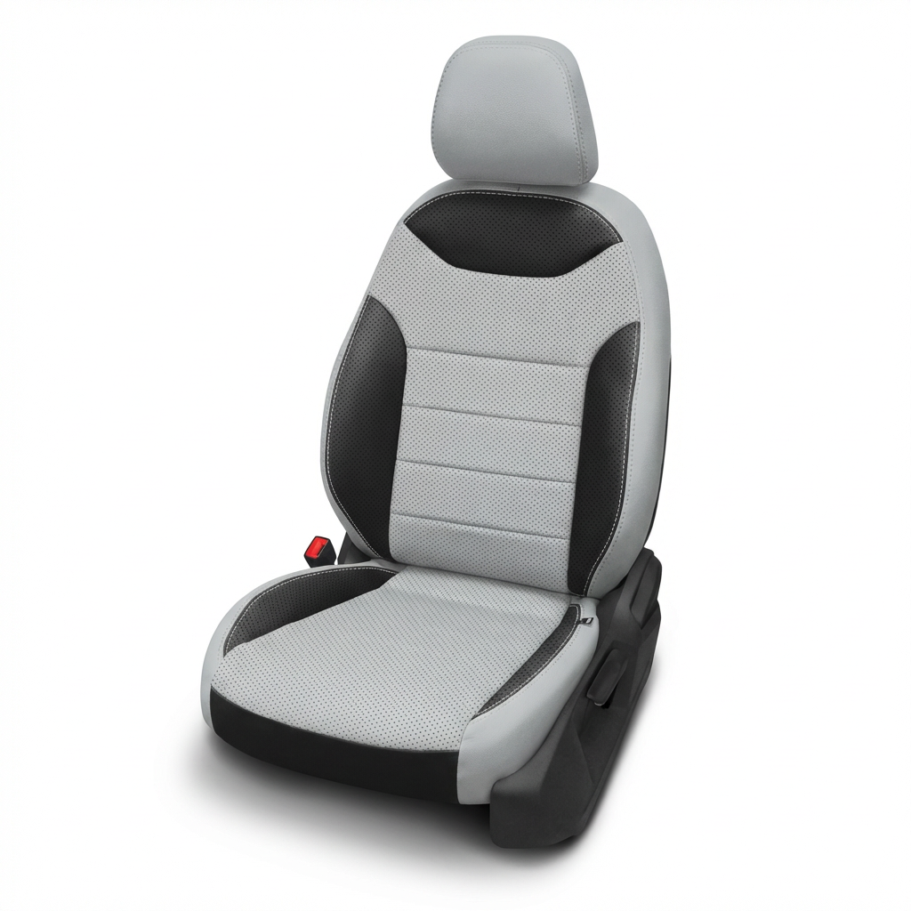 Gray and black car seat cover on a white background