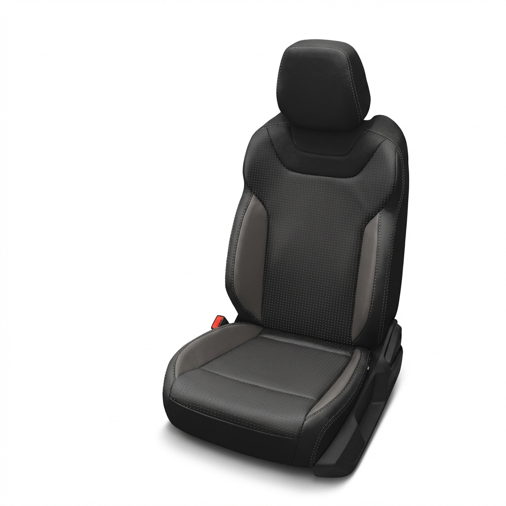 Black car seat cover with headrest on a white background