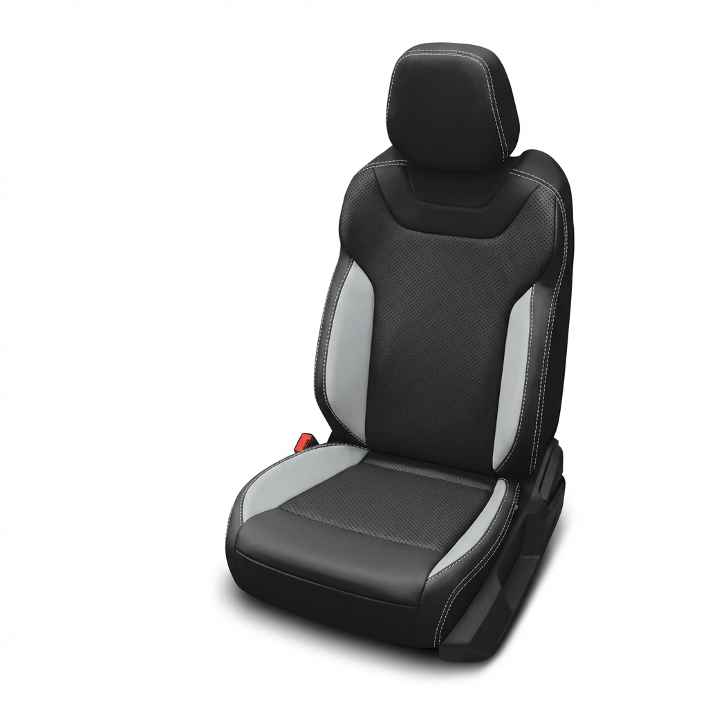 Black and gray car seat cover on a white background