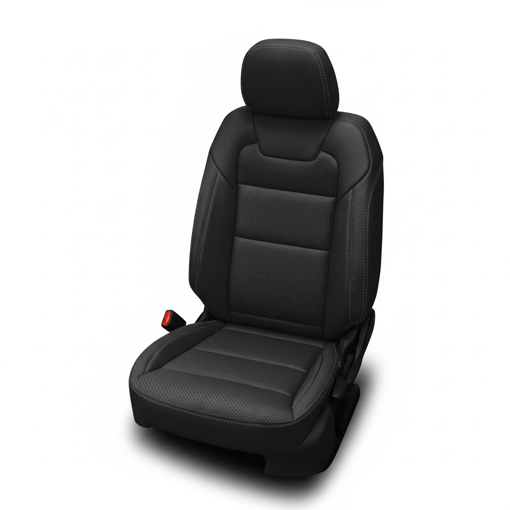 Black car seat cover on a white background