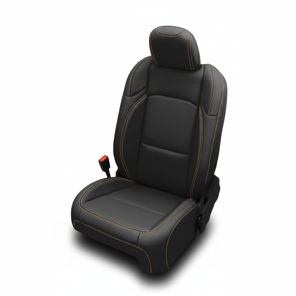 Black car seat on a white background